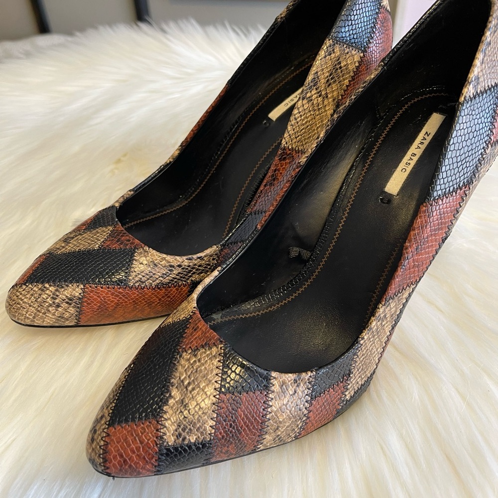 Zara Basic Black And Brown Patchwork Animal Print… - image 5